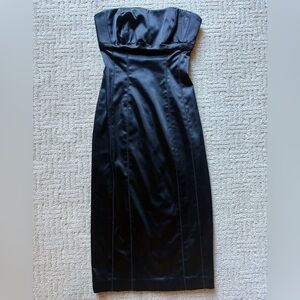 (SOLD) bebe Black Satin Pencil Dress (XS)